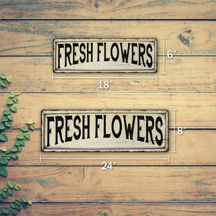 Fresh Flowers Metal Sign Vintage Look Farmhouse Decor 106180028053