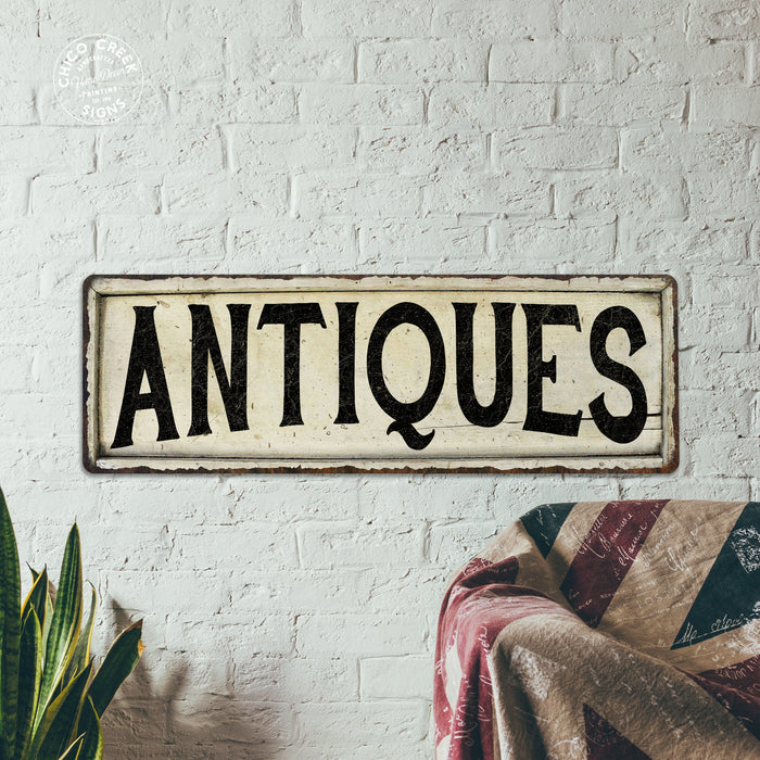 Antiques Chic Metal Sign