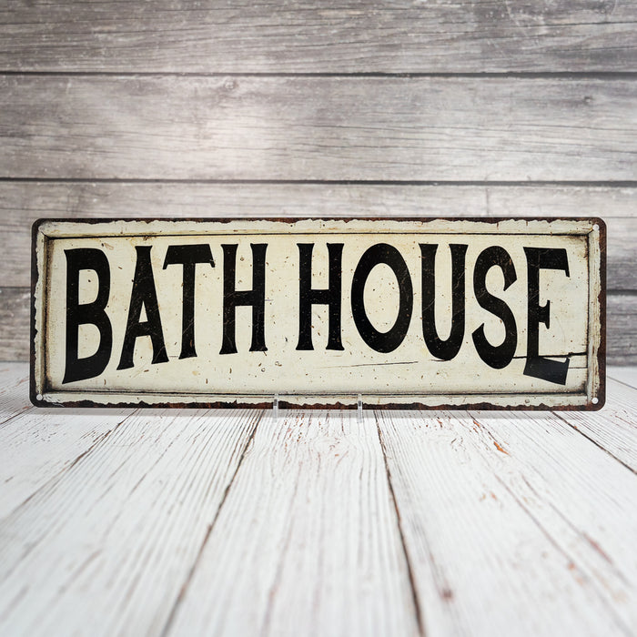 Bath House Vintage Look Farm House Metal Sign 106180028090