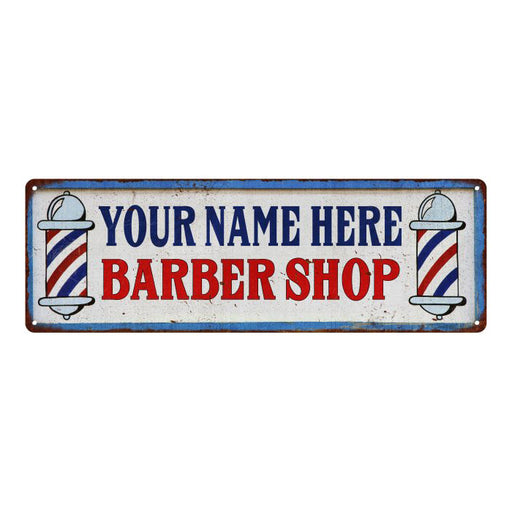 Your Name Barber Shop Hair Salon Personalized Metal Sign Retro 6x18 106180031001