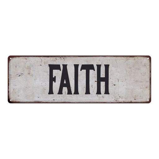 FAITH Vintage Look Rustic 6x18 Metal Sign Chic Retro 106180035003