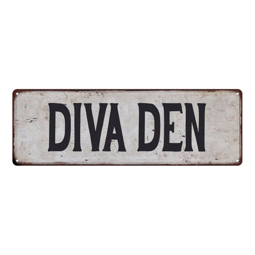 DIVA DEN Vintage Look Rustic 6x18 Metal Sign Chic Retro 106180035030