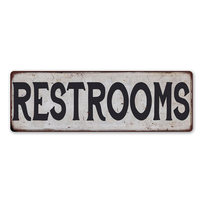 RESTROOMS Vintage Look Rustic 6x18 Metal Sign Chic Retro 106180035063