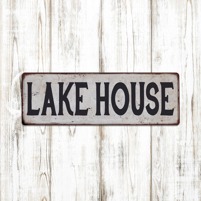 LAKE HOUSE Vintage Look Rustic Metal Sign Chic Retro
