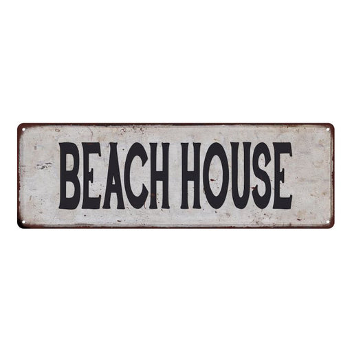 BEACH HOUSE Vintage Look Rustic 6x18 Metal Sign Chic Retro 106180035089