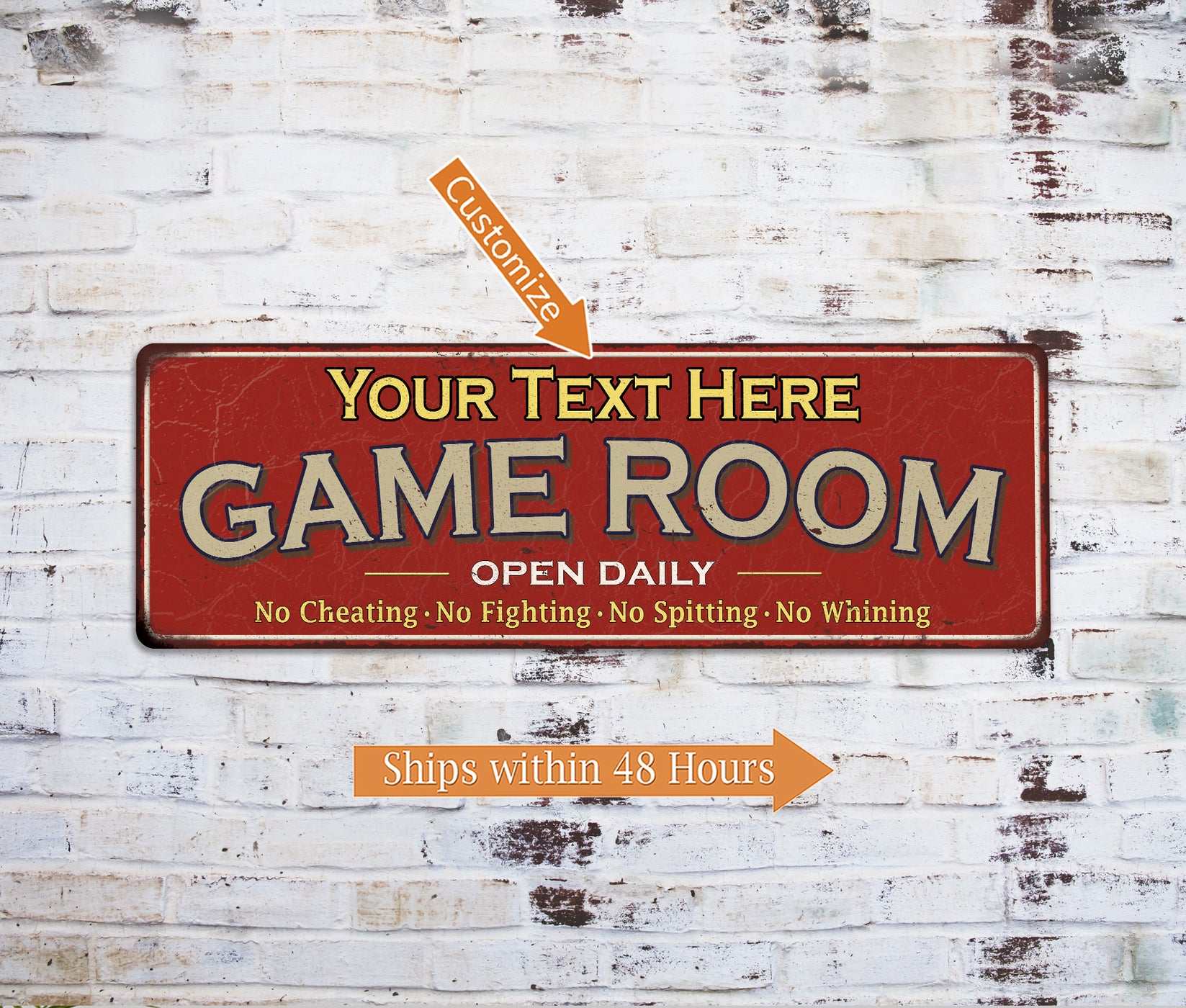 Personalized Game Room Sign Red 106180038001 โ Chico Creek Signs