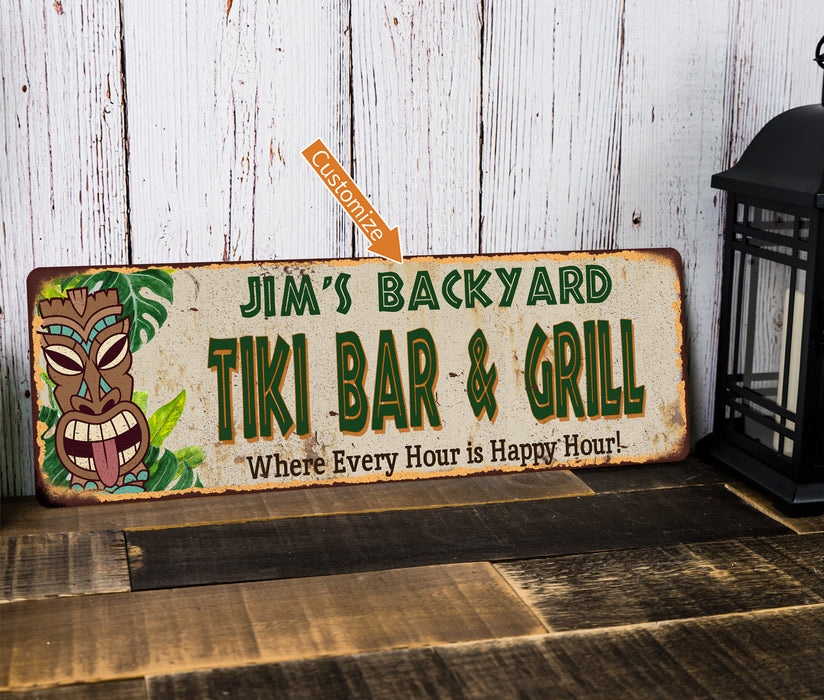 Personalized TIKI BAR & GRILL Metal Sign 106180040001