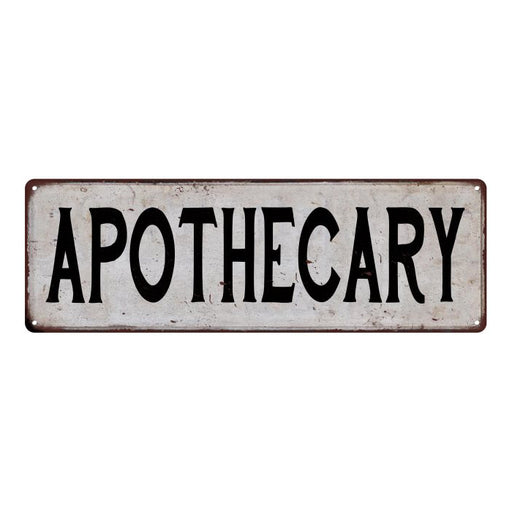 APOTHECARY Vintage Look Rustic Metal 6x18 Sign City State 106180041258