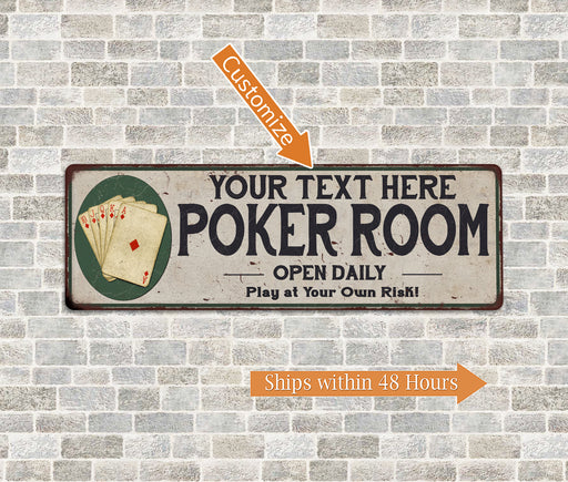 Your Name Poker Room Personalized Metal Sign Game Decor 106180048001 - Premium - 6 x 18