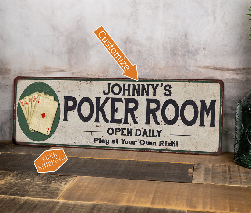Your Name Poker Room Personalized Metal Sign Game Decor 106180048001