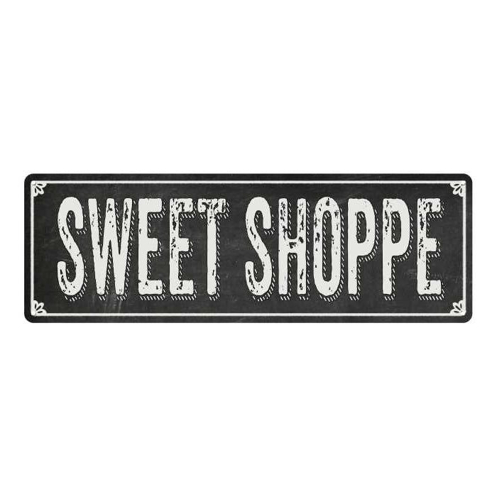 SWEET SHOPPE Shabby Chic Black Chalkboard Metal Sign 6x18 Decor 106180050040