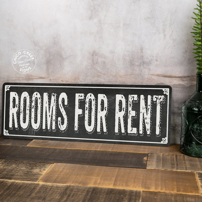 ROOMS FOR RENT Shabby Chic Black Chalkboard Metal Sign Decor 106180050064