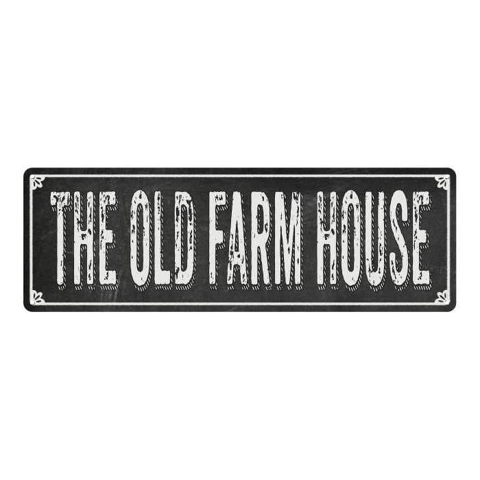 THE OLD FARM HOUSE Shabby Black Chalkboard Metal Sign 6x18 Decor 106180050076
