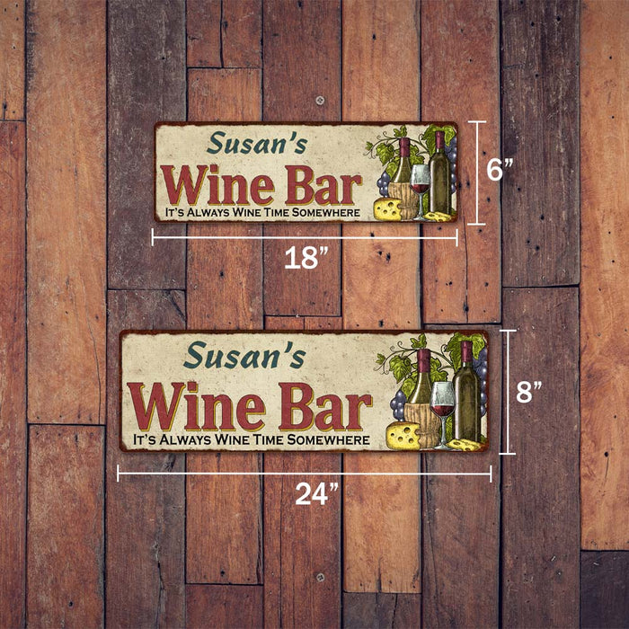 Personalized Wine Bar Home Decor Metal Gift 6x18 Sign 106180052001