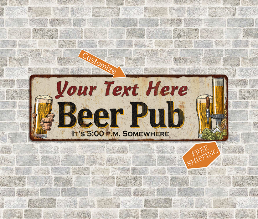 Personalized Beer Pub Man Cave Bar Decor Gift 6x18 Sign 106180053001