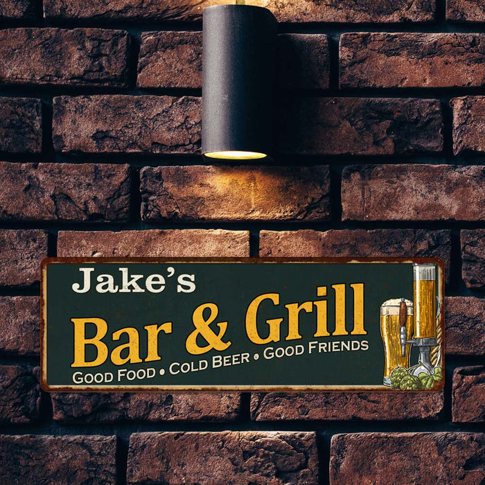 Personalized Bar and Grill Sign Man Cave Decor 6x18 Gift 106180055001