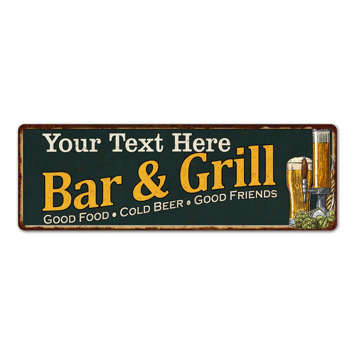 Personalized Bar and Grill Sign Man Cave Decor 6x18 Gift 106180055001