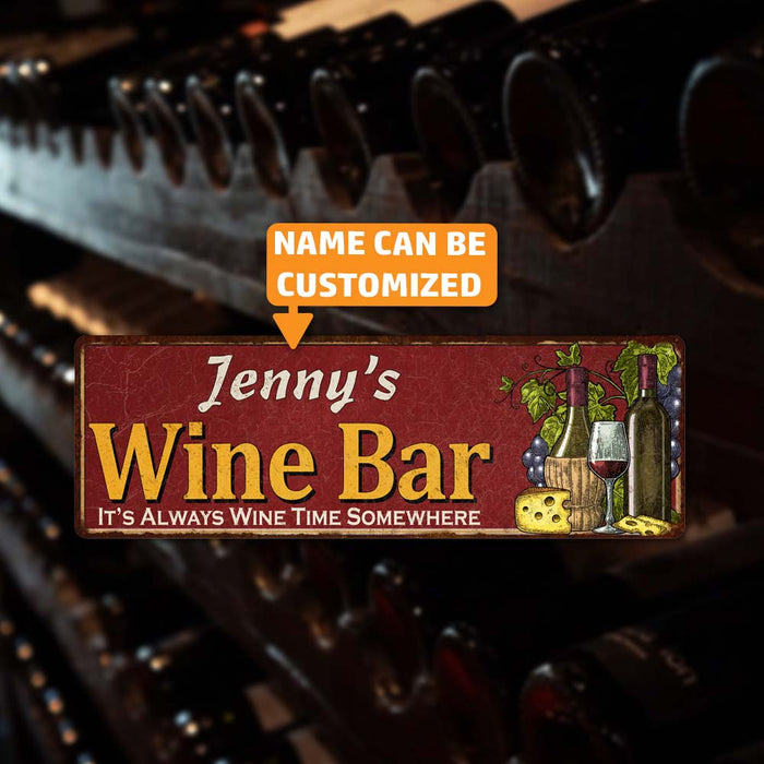 Personalized Wine Bar Red Home Kitchen Decor 6x18 Sign 106180056001