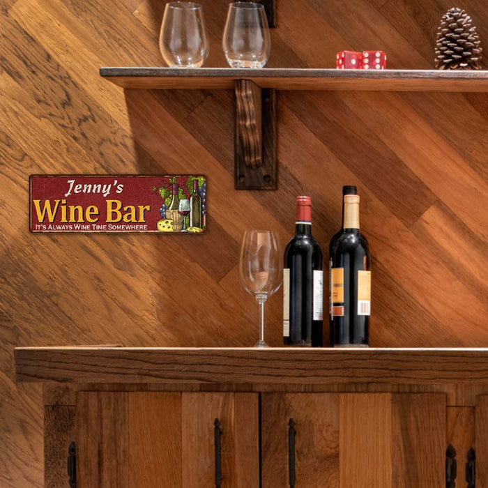 Personalized Wine Bar Red Home Kitchen Decor 6x18 Sign 106180056001