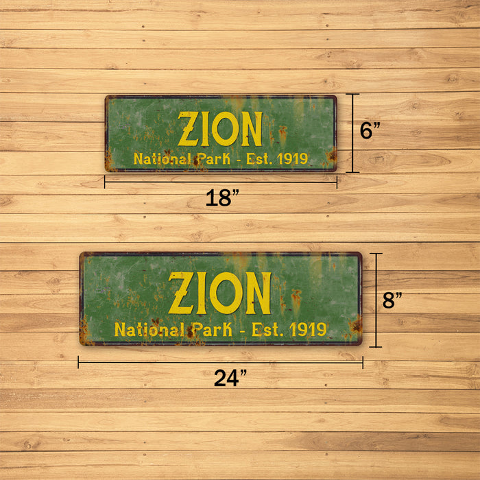 Zion National Park Rustic Metal 6x18 Sign Cabin Wall Decor 106180057001