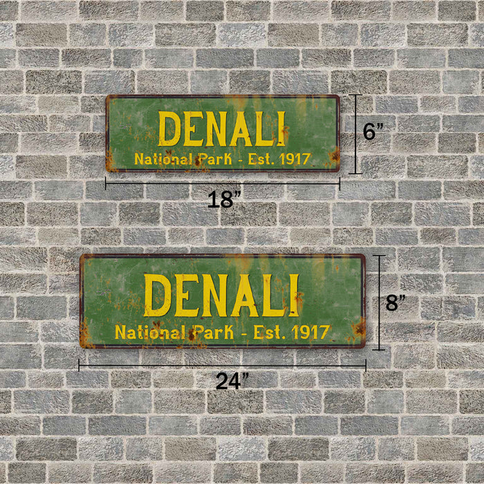 Denali National Park Rustic Metal 6x18 Sign Cabin Wall Decor