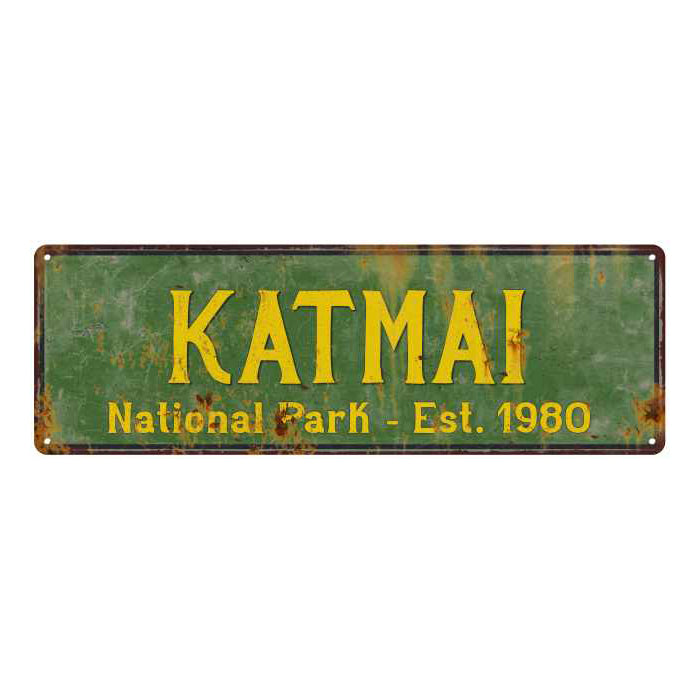 Katmai National Park Rustic Metal 6x18 Sign Cabin Wall Decor 106180057005