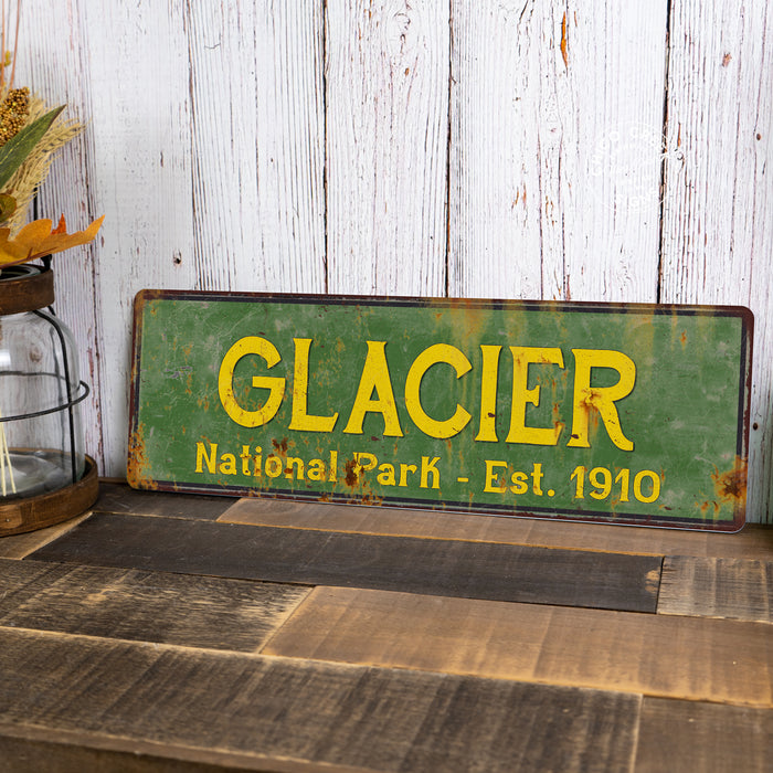Glacier National Park Rustic Metal Sign Cabin Wall Decor