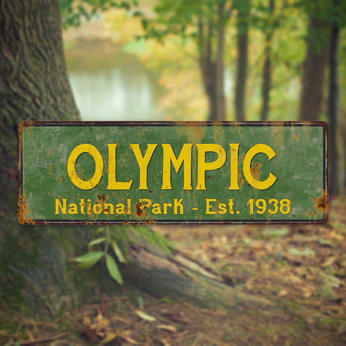 Olympic National Park Rustic Metal 6x18 Sign Cabin Wall Decor 106180057007