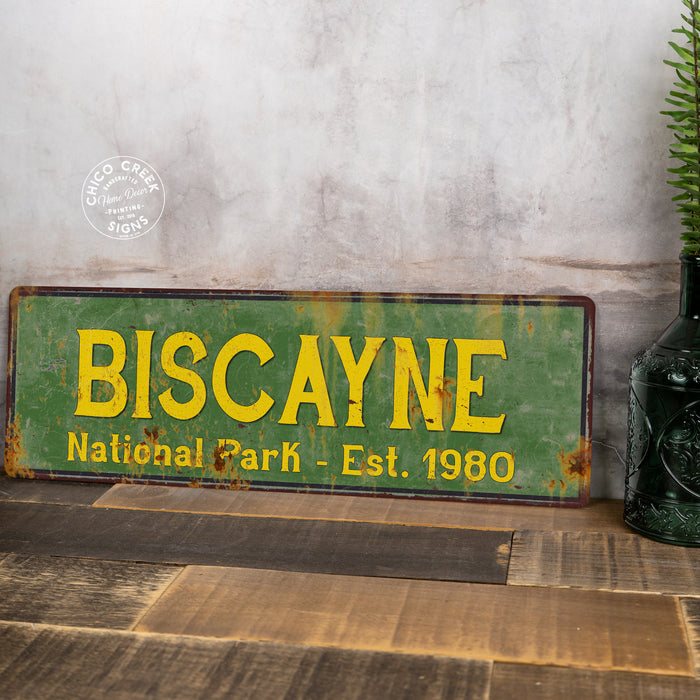 Biscayne National Park Rustic Metal Sign Cabin Wall Decor