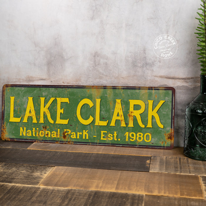 Lake Clark National Park Rustic Metal Sign Cabin Wall Decor
