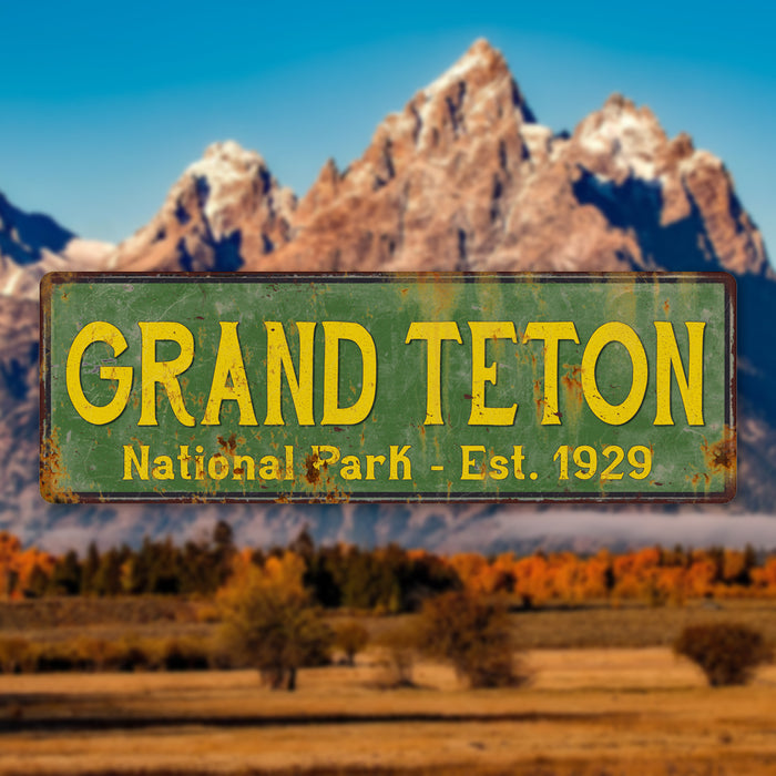 Grand Teton National Park Rustic Metal 6x18 Sign Cabin Wall Decor 106180057027