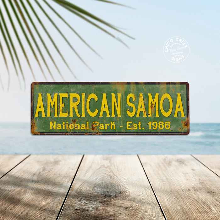 American Samoa National Park Rustic Metal Sign