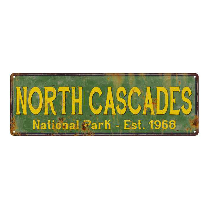 North Cascades National Park Rustic Metal 6x18 Sign Cabin Decor 106180057044