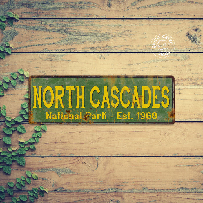 North Cascades National Park Rustic Metal Sign Cabin Decor 106180057044