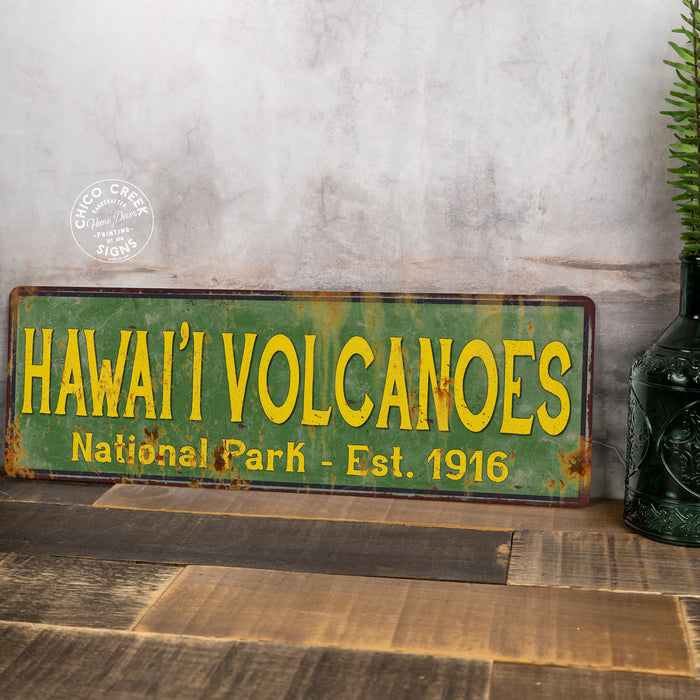 Hawai'l Volcanoes National Park Rustic Metal Sign Cabin Decor