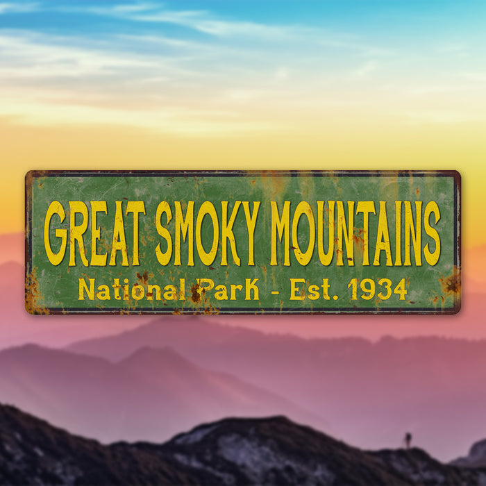 Great Smoky Mountains National Park Rustic Metal 6x18 Sign Decor  106180057058