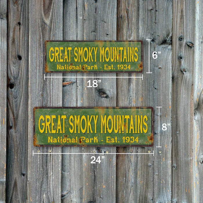 Great Smoky Mountains National Park Rustic Metal 6x18 Sign Decor