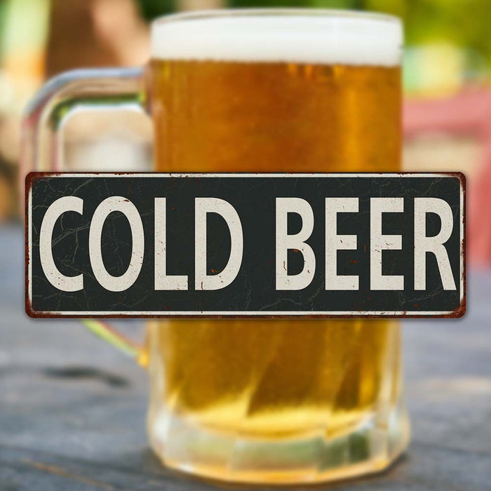 Cold Beer Metal Sign Vintage Looking 106180062028 — Chico Creek Signs
