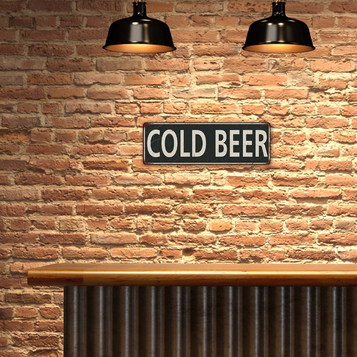 Cold Beer Metal Sign Vintage Looking