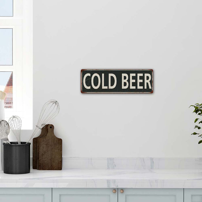 Cold Beer Metal Sign Vintage Looking