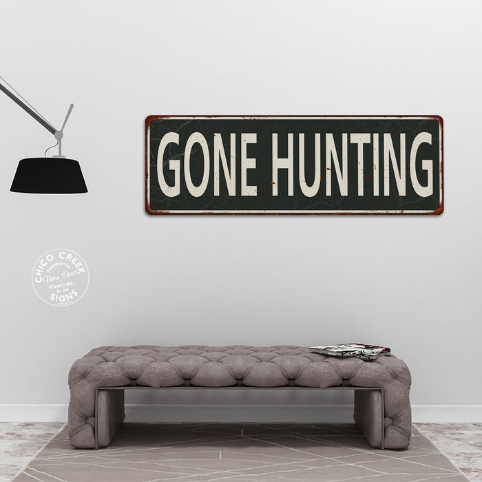 Gone Hunting Metal Sign Vintage Looking 106180062043