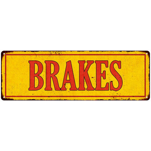 Brakes in Vintage Looking Metal Sign Shop Oil Gas 6x18 Garage 106180064004