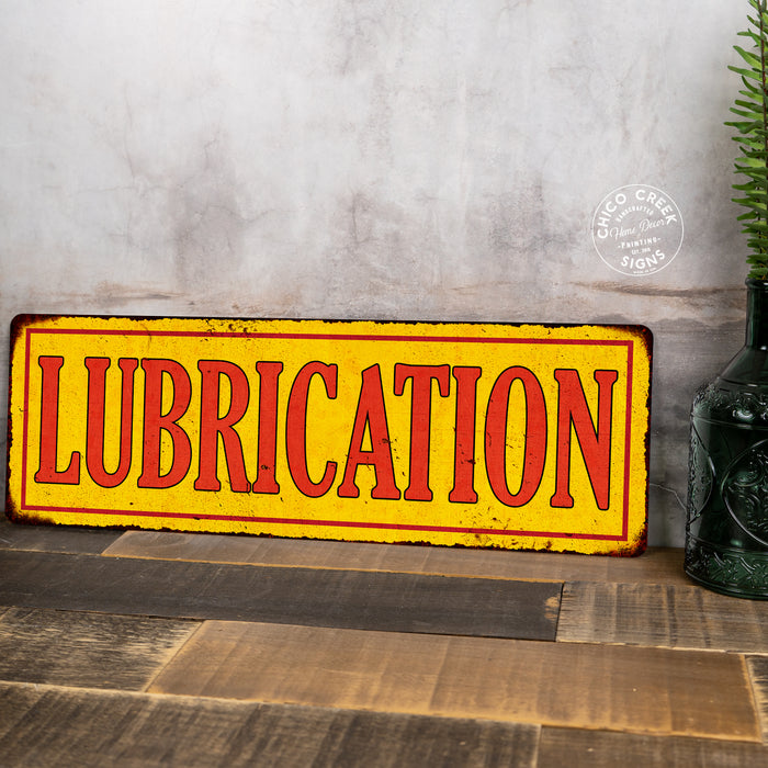 Lubrication in Vintage Looking Metal Sign Shop Oil Gas Garage