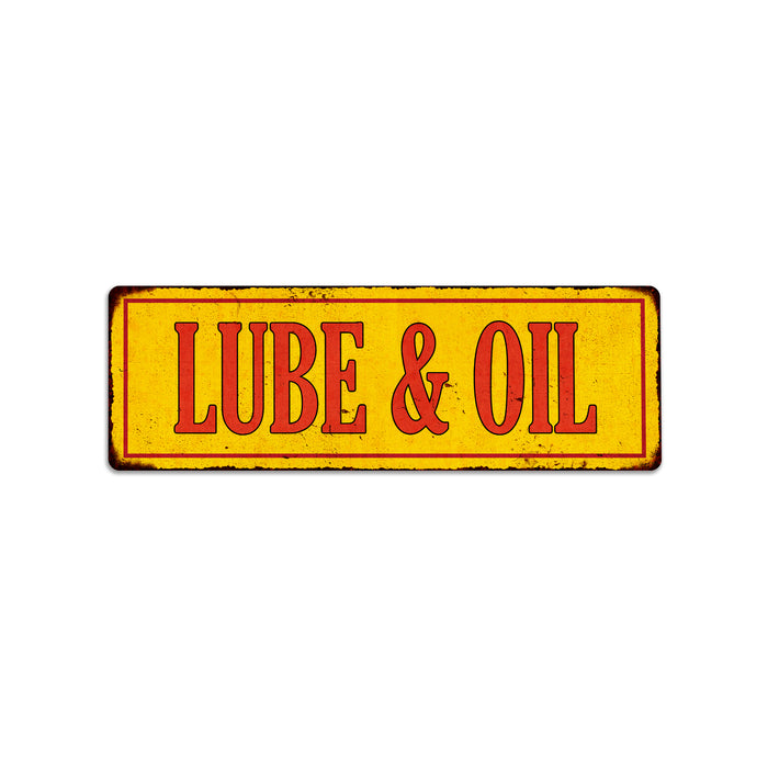 Lube & Oil Vintage Looking Metal Sign Shop Oil Gas Garage