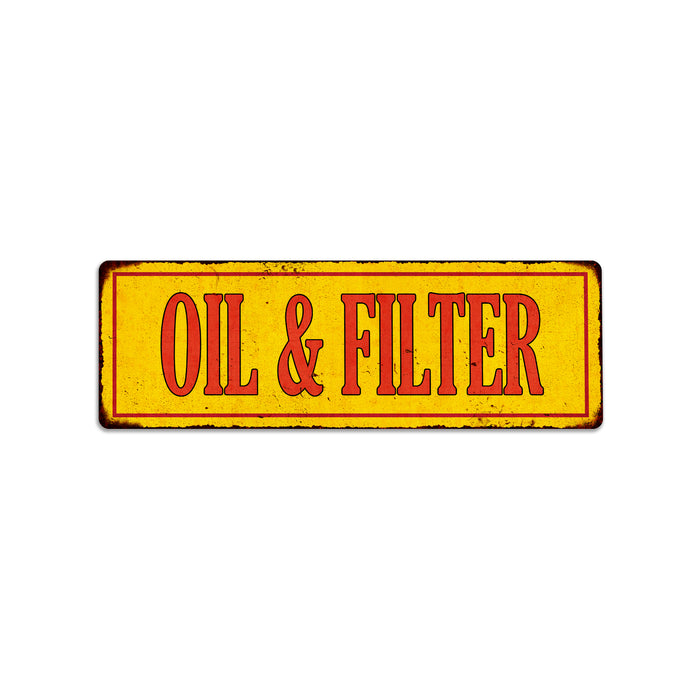 OIL & FILTER Vintage Looking Metal Sign Shop Oil Gas Garage 106180064012