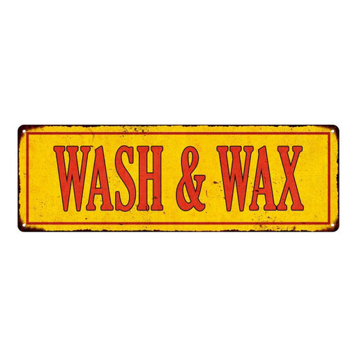 WASH & WAX Vintage Looking Metal Sign Shop Oil Gas 6x18 Garage 106180064013