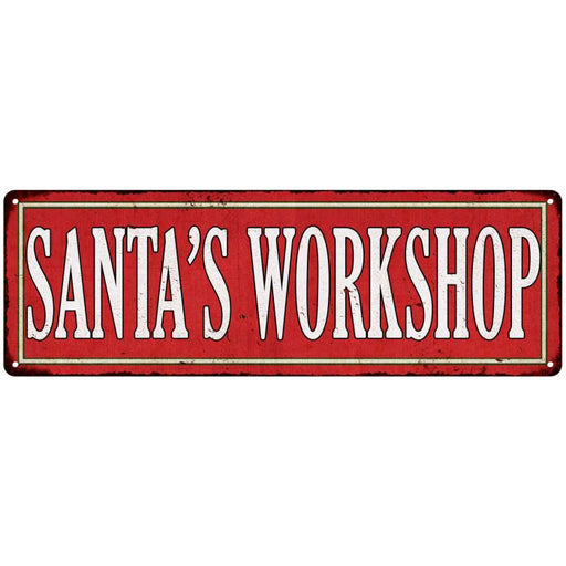 Santa's Workshop Holiday Christmas Metal Sign 6x18 106180065002