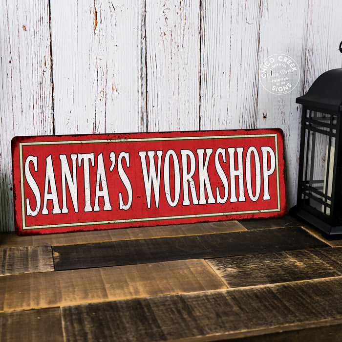 Santa's Workshop Holiday Christmas Metal Sign 106180065002