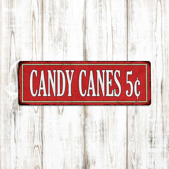Candy Canes 5¢ Holiday Christmas Metal Sign 106180065004