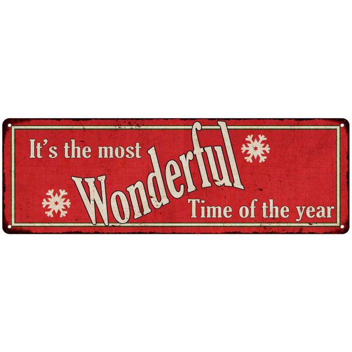 Wonderful Time of the Year Holiday Christmas Metal Sign 6x18 106180065006